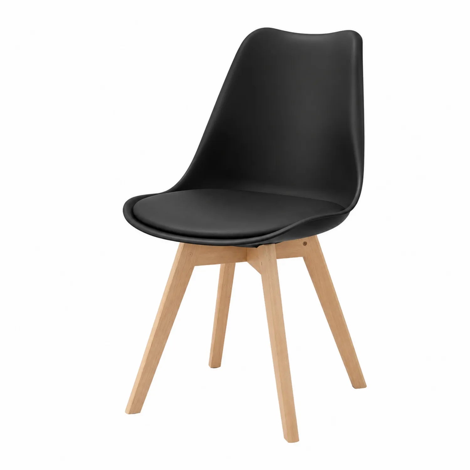 Silla de Plástico Negro con Patas de Madera 80x50x50 cm