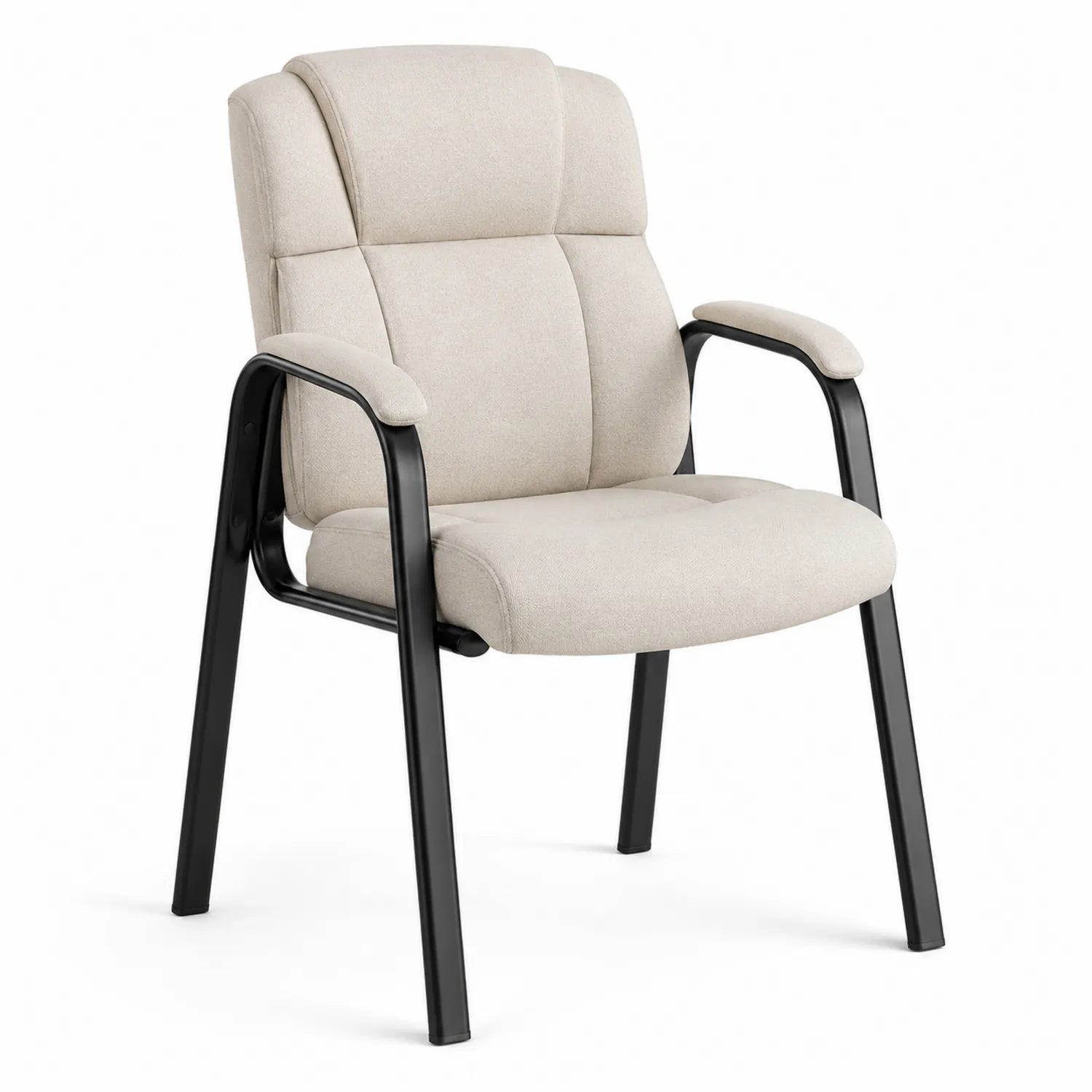 Silla de oficina con armaz¨®n de metal y asiento de poli¨¦ster beige