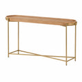 Mesa consola ovalada de roble y metal dorado 120x30x80 cm