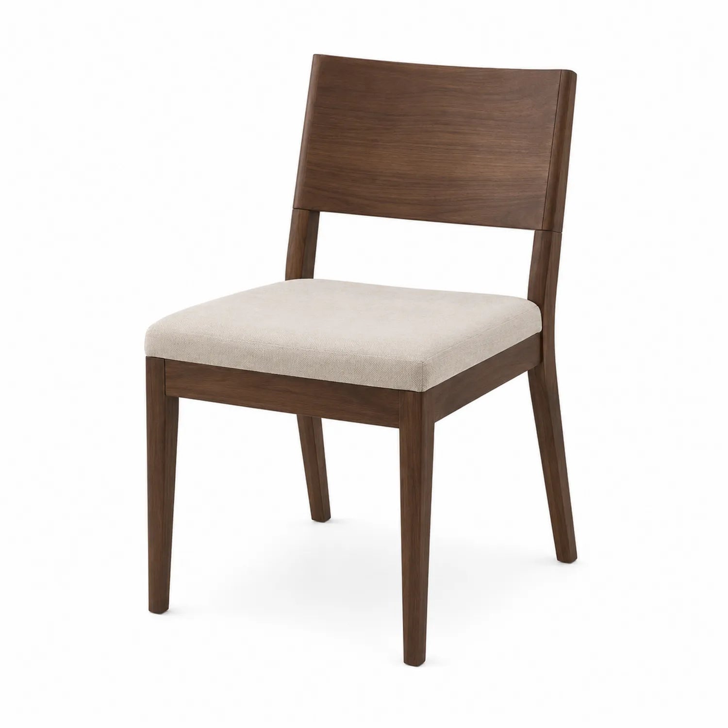 Silla de Madera con Asiento Tapizado Beige