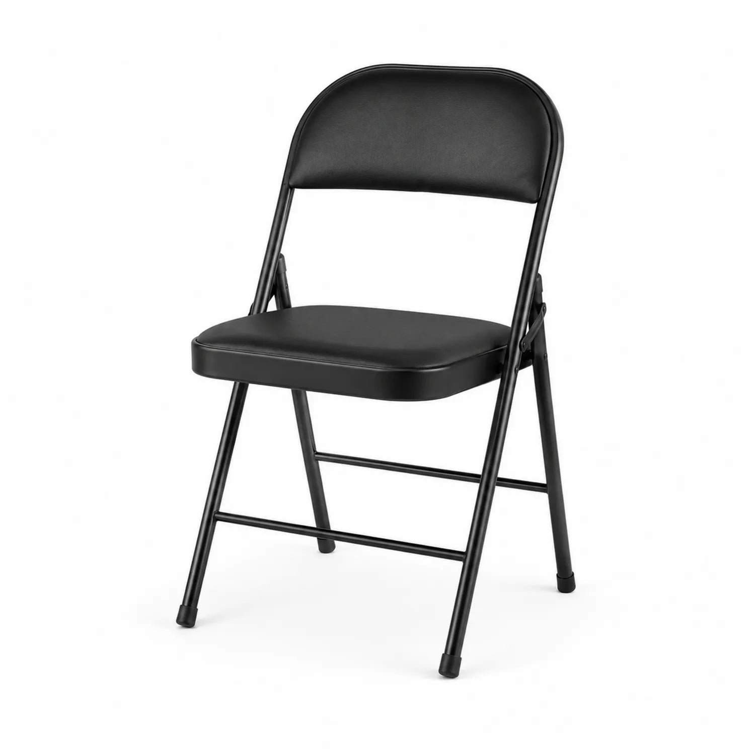 Silla plegable de acero y cuero sintético negro