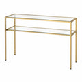 Mesa consola de vidrio y metal dorado 120x30x75 cm