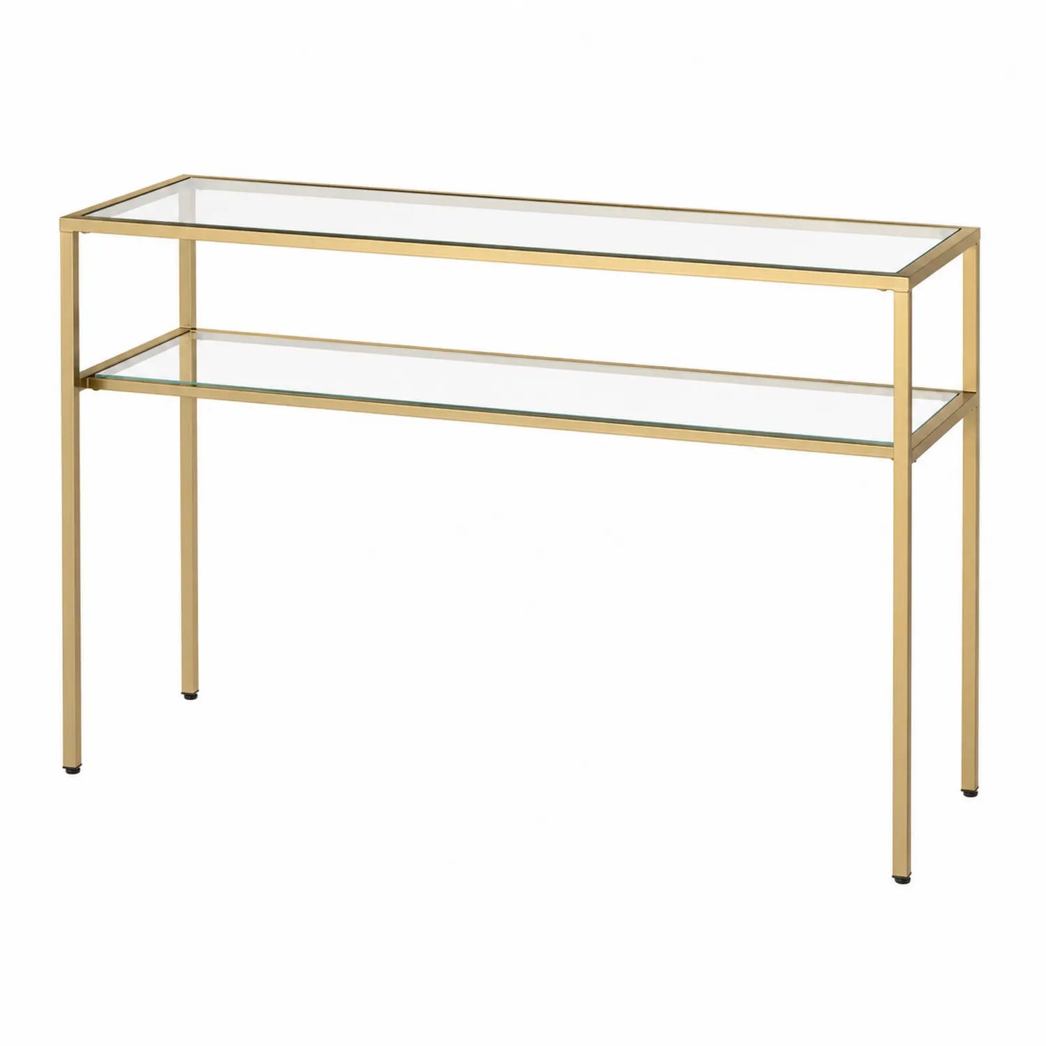 Mesa consola de vidrio y metal dorado 120x30x75 cm