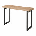 Mesa consola rectangular de madera de roble y metal 120x40x80 cm