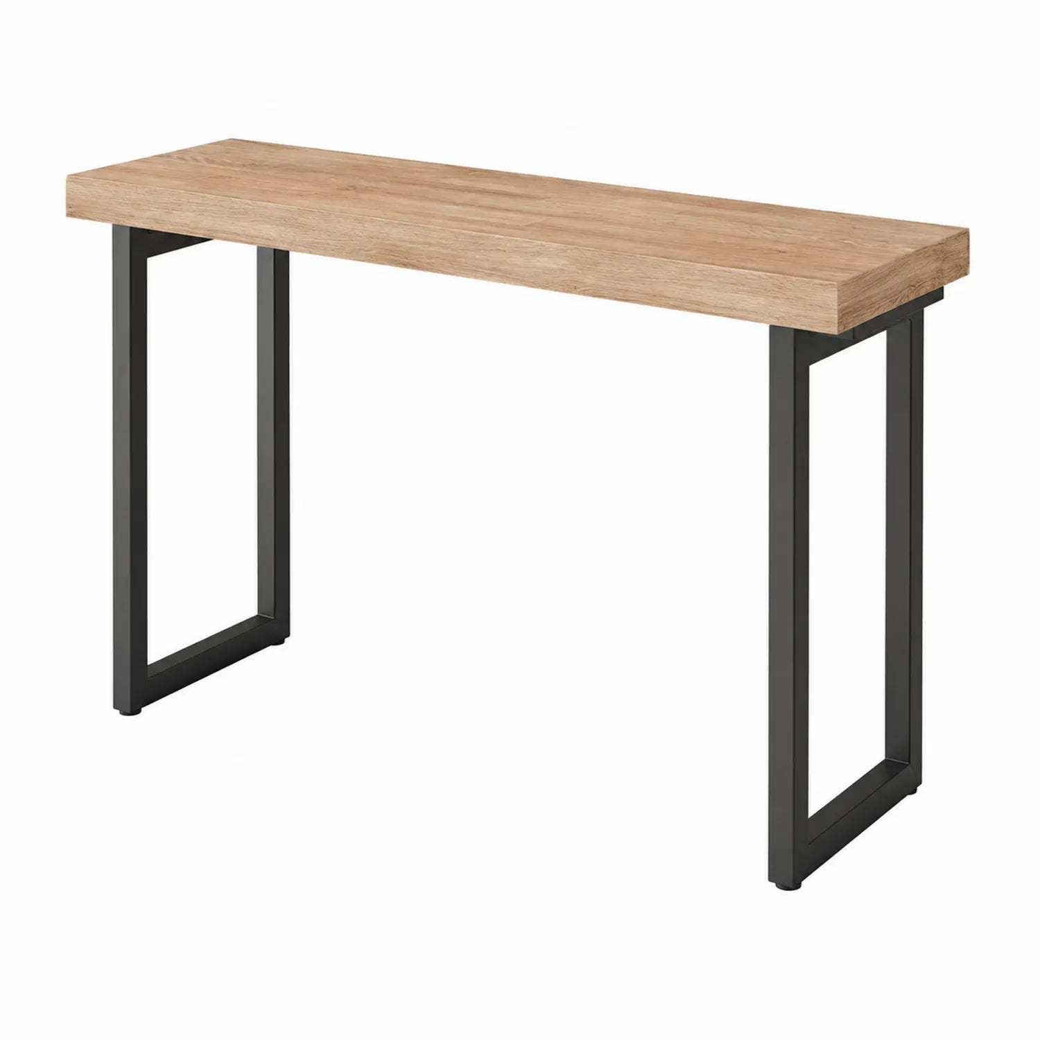 Mesa consola rectangular de madera de roble y metal 120x40x80 cm