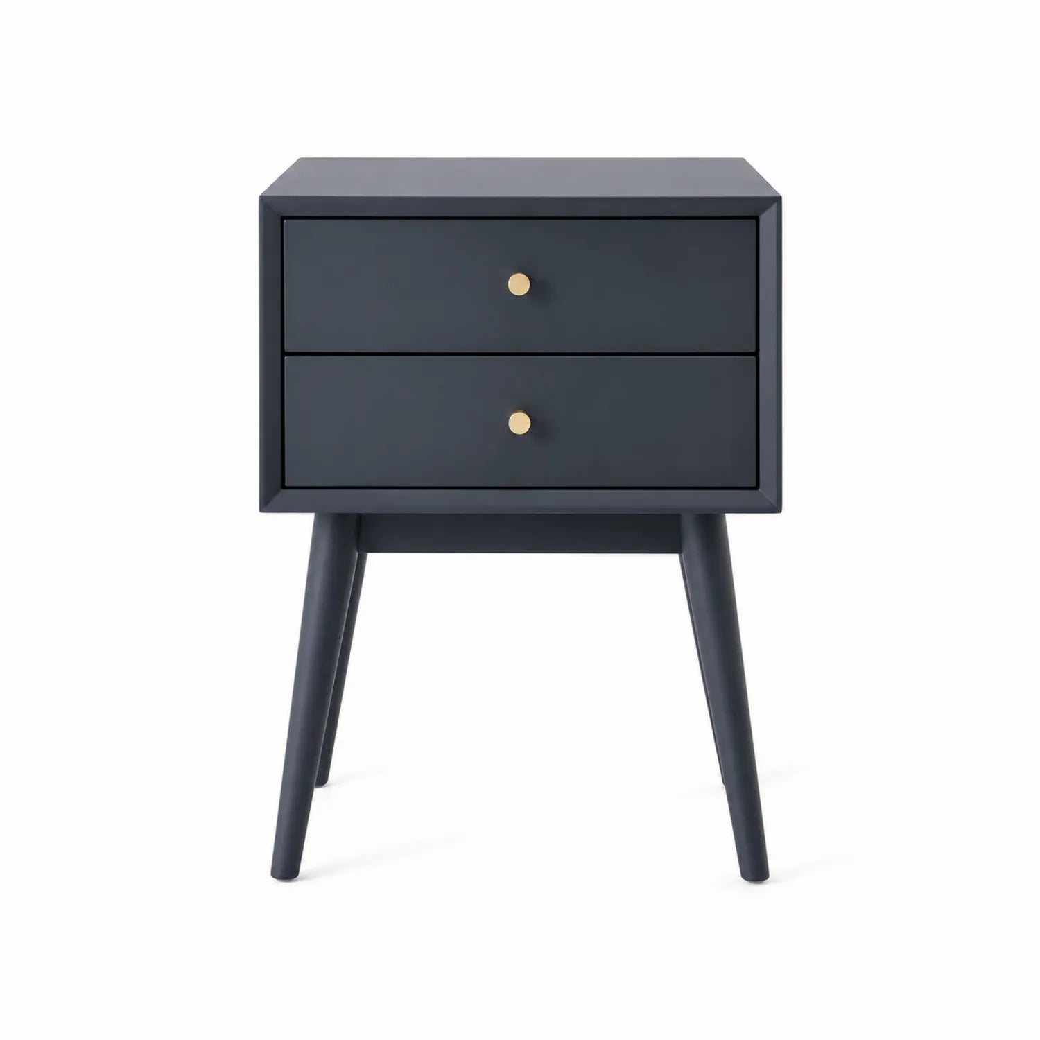 Mesita de noche de madera gris oscuro con 2 cajones 55cm x 40cm x 35cm