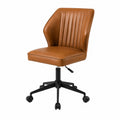 Silla de oficina ajustable de cuero sintético marrón