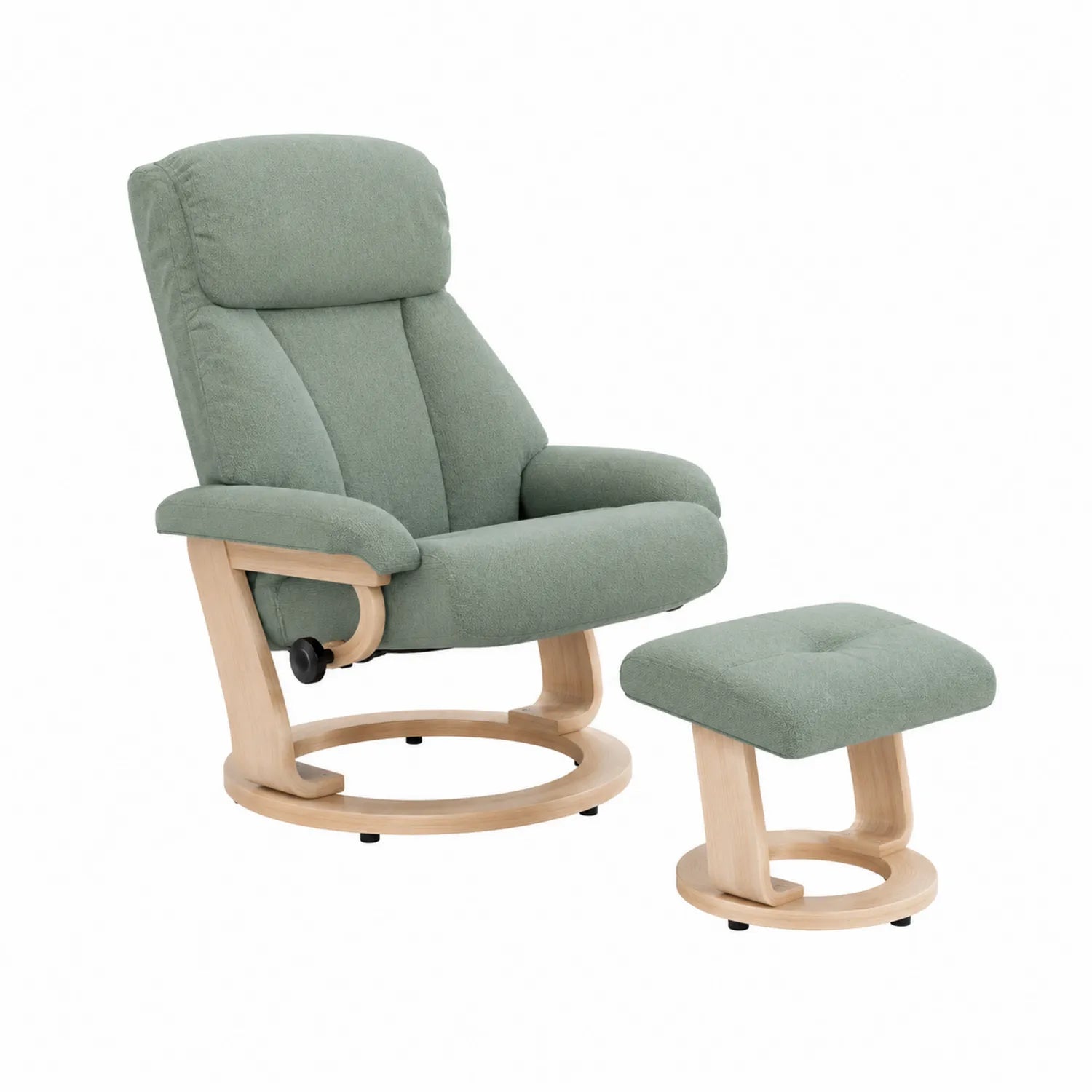 Sillón reclinable y reposapiés de madera y poliéster Verde