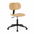 Silla de oficina con ruedas, madera y negro