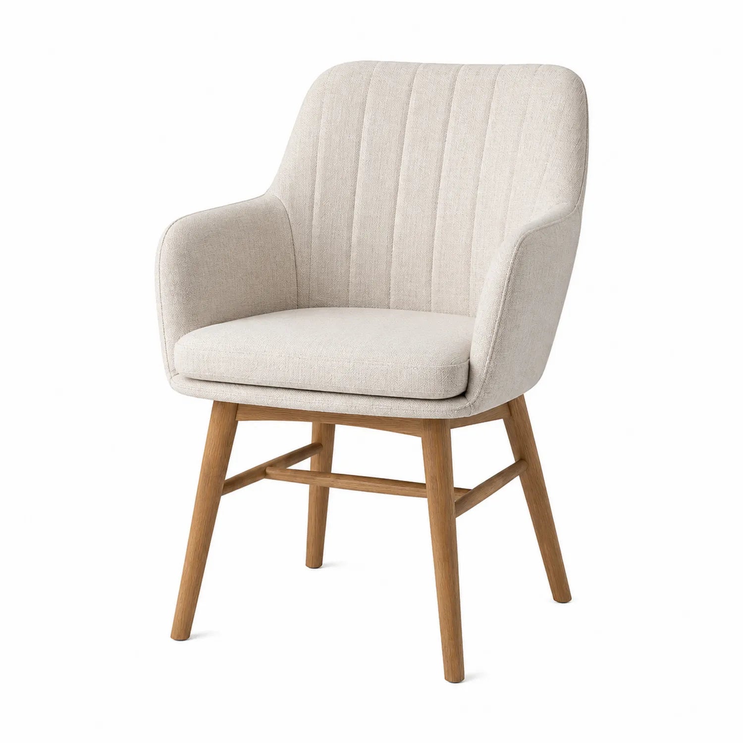Silla de madera con tapizado de lino beige